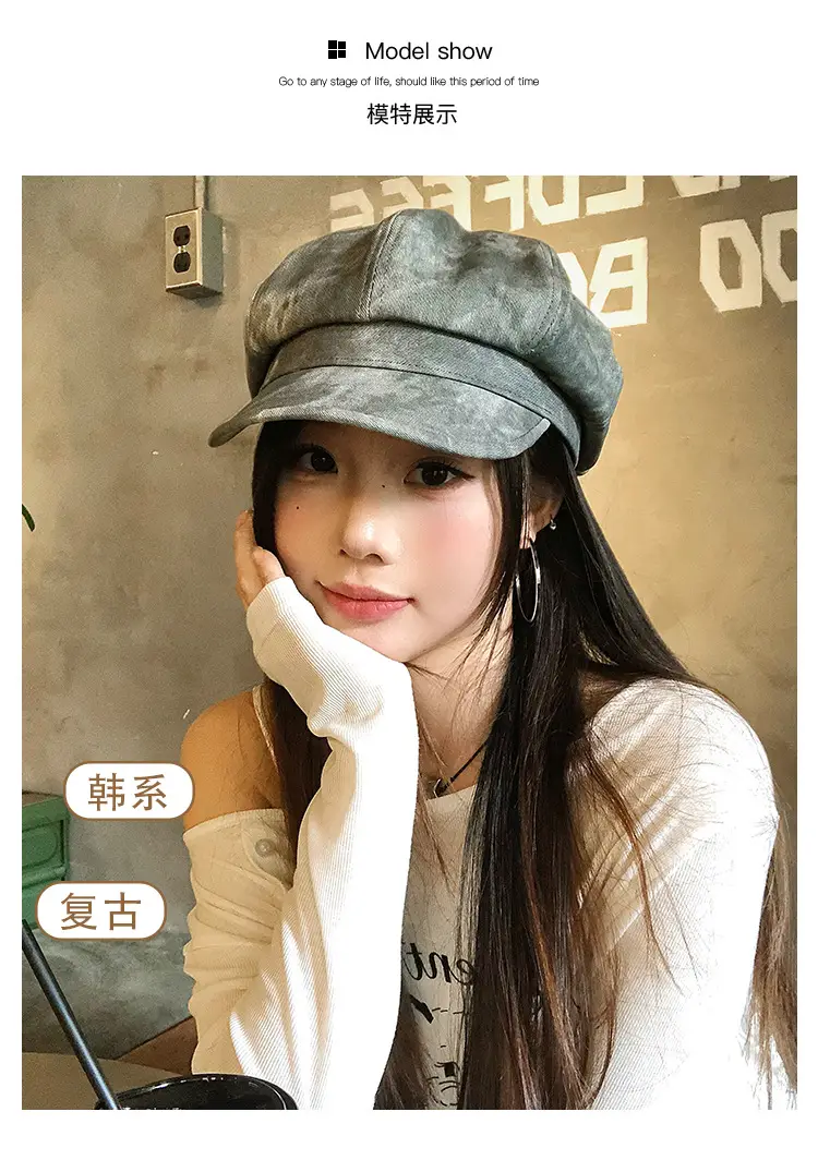 Japanese Retro Tie-Dye Octagonal Hat for Women 2025 — feature 7