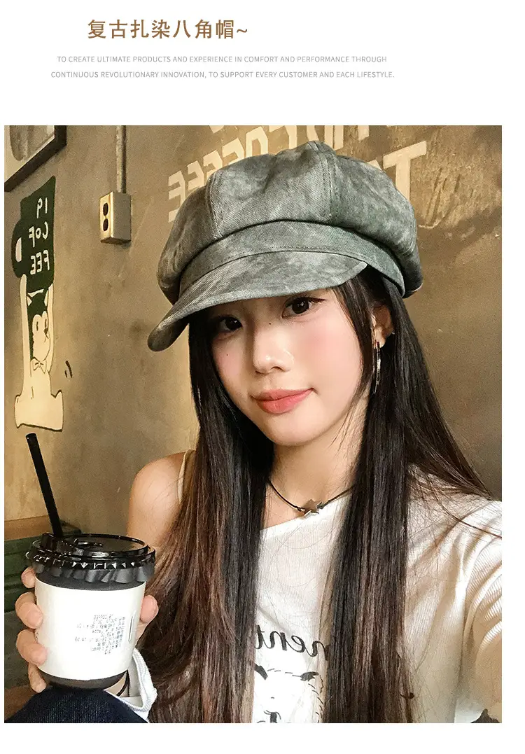 Japanese Retro Tie-Dye Octagonal Hat for Women 2025 — feature 9