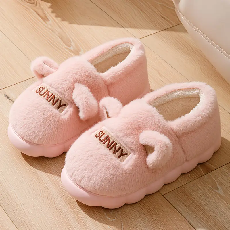2025 New Indoor Home Thick-Soled Cotton Slippers for Couples in Winter with Warm and Non-Slip Home Cotton Shoes - Image 2