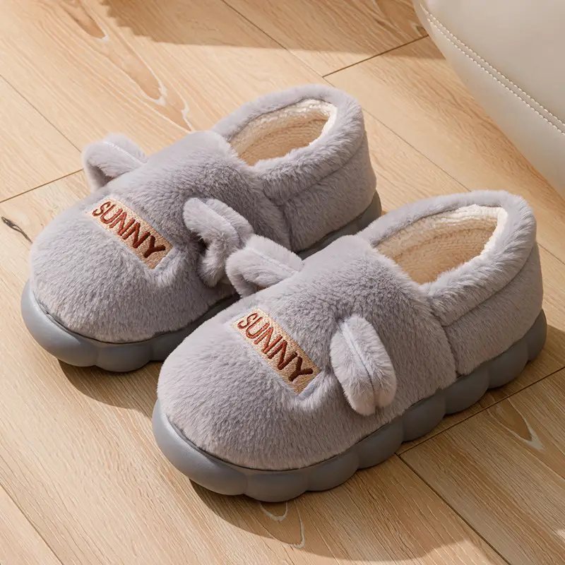 2025 New Indoor Home Thick-Soled Cotton Slippers for Couples in Winter with Warm and Non-Slip Home Cotton Shoes - Image 4