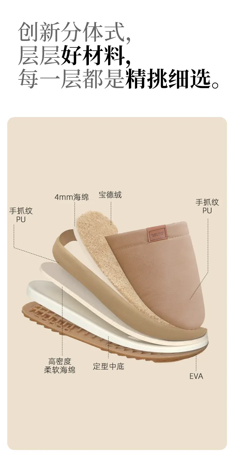 Waterproof Leather Cotton Slippers for Women in Winter Indoor Home Warm Anti-Slip Thick-Soled Fleece-Lined Toe Cotton Slippers for Men — feature 8