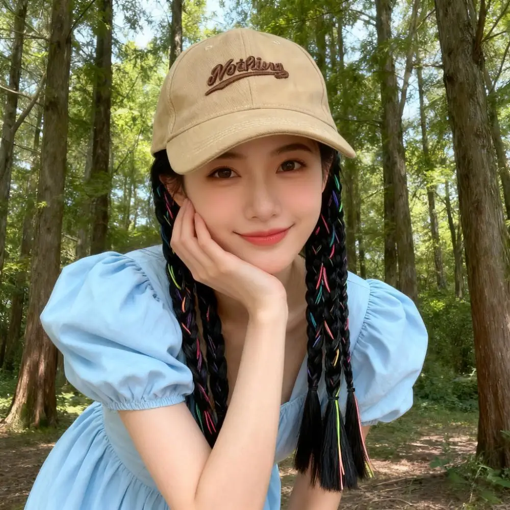 TikTok Style Lettered Baseball Cap with Colorful Rope Braided Braids - Image 3