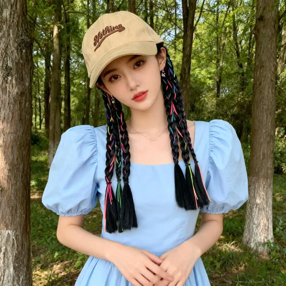 TikTok Style Lettered Baseball Cap with Colorful Rope Braided Braids - Image 5