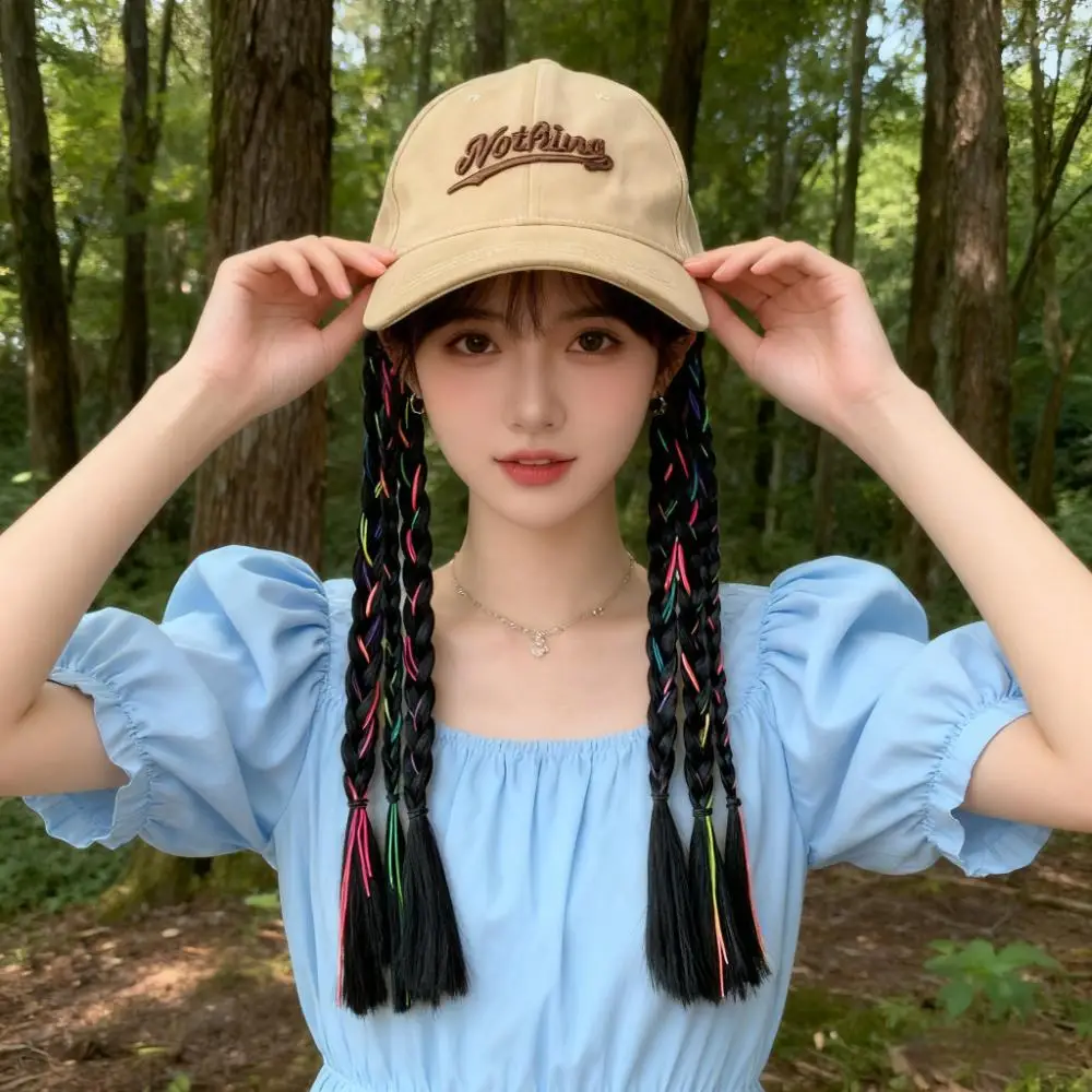 TikTok Style Lettered Baseball Cap with Colorful Rope Braided Braids — feature 11