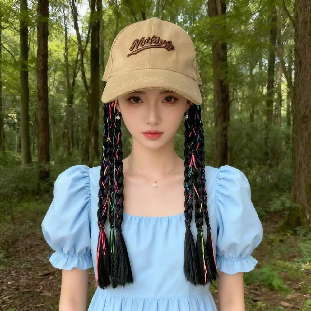 TikTok Style Lettered Baseball Cap with Colorful Rope Braided Braids — feature 13