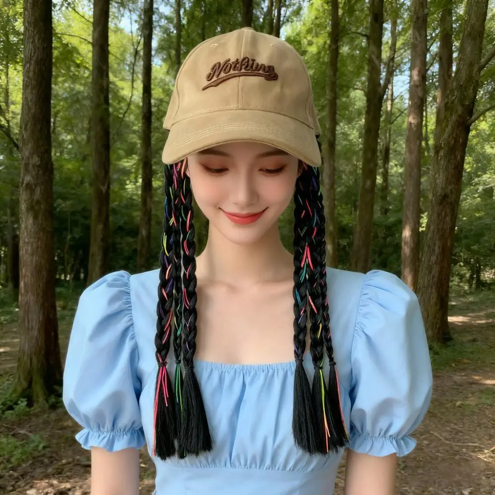 TikTok Style Lettered Baseball Cap with Colorful Rope Braided Braids — feature 8