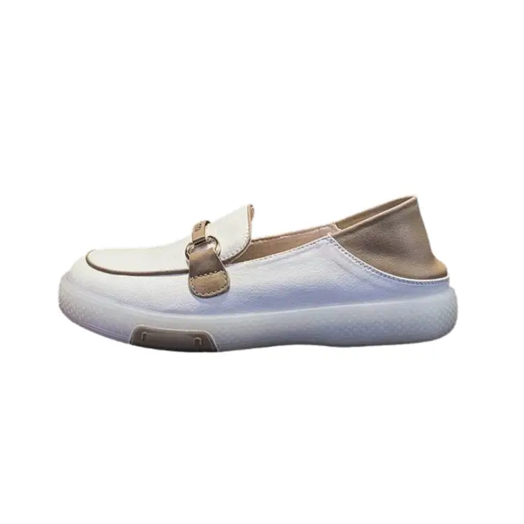 Slip-On Lazy Shoes for Women 2025 New Round-Toe Flats Casual Versatile Shoes Autum Thick Soft-Soled White Shoes - Image 5