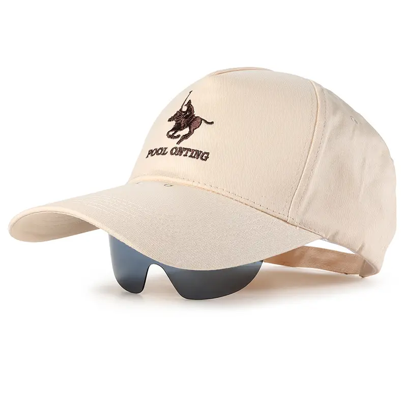 Beige Peaked Cap with Polo Graphic for Men Women - Image 2
