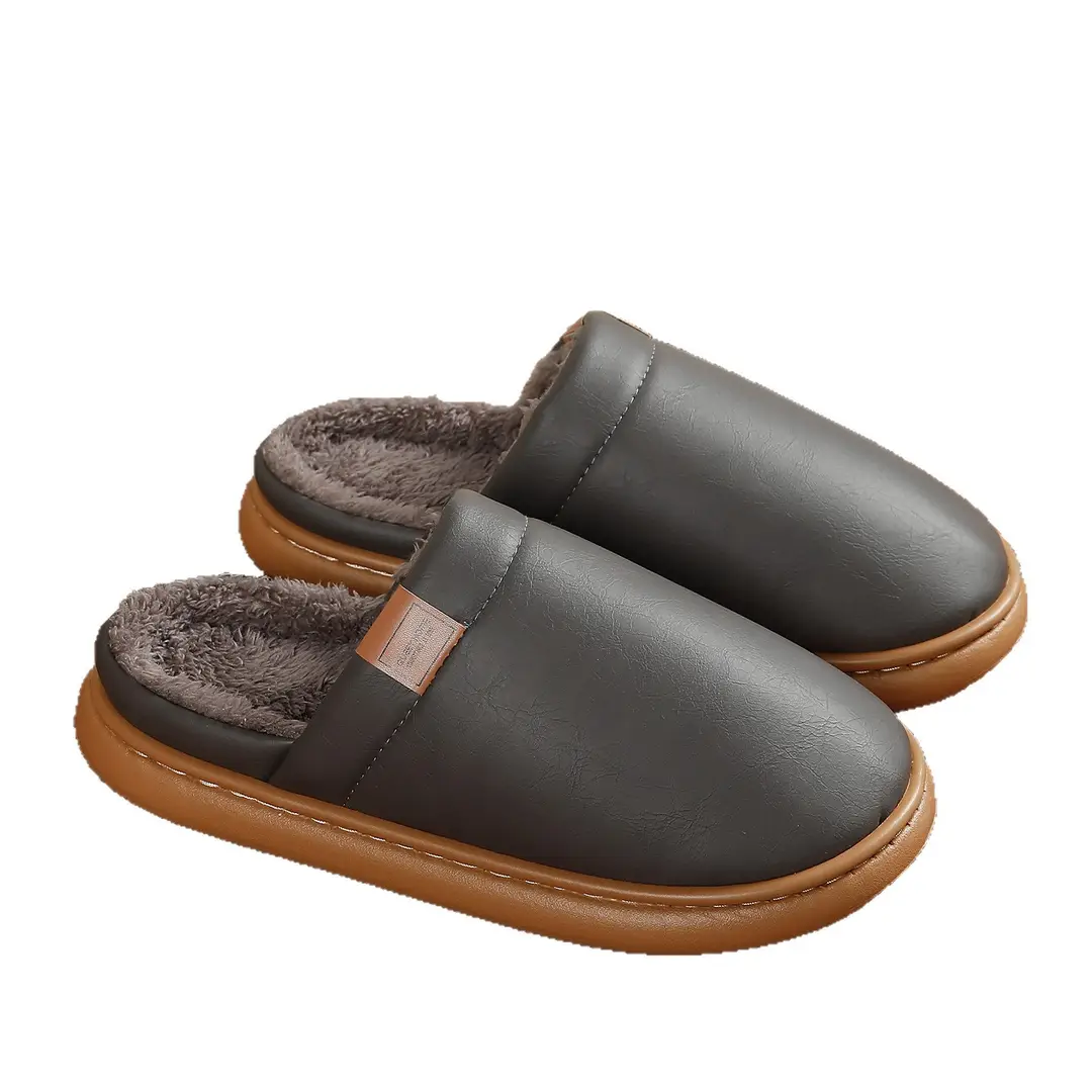 Waterproof Cotton Slippers for Men in Winter 2026 New Style Indoor Home Non-Slip Anti-Odor Antibacterial Silent Cotton Slippers for Women in Autumn and Winter - Image 9
