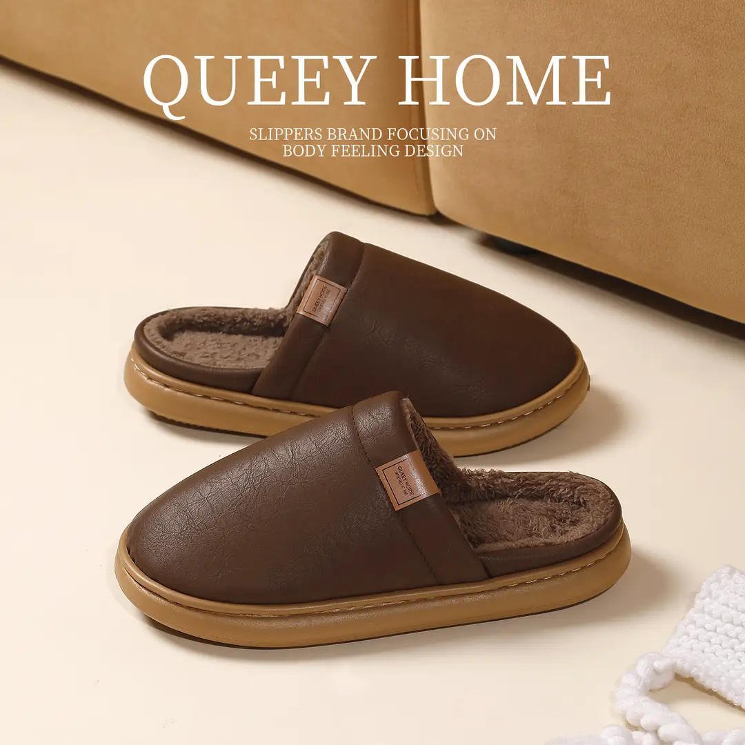 Waterproof Cotton Slippers for Men in Winter 2026 New Style Indoor Home Non-Slip Anti-Odor Antibacterial Silent Cotton Slippers for Women in Autumn and Winter - Image 2