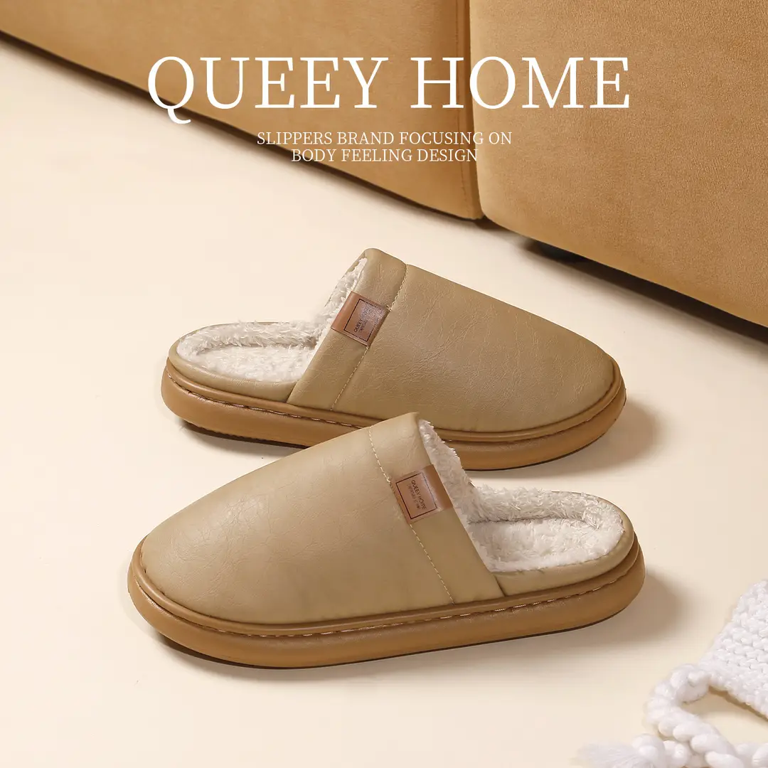 Waterproof Cotton Slippers for Men in Winter 2026 New Style Indoor Home Non-Slip Anti-Odor Antibacterial Silent Cotton Slippers for Women in Autumn and Winter - Image 3