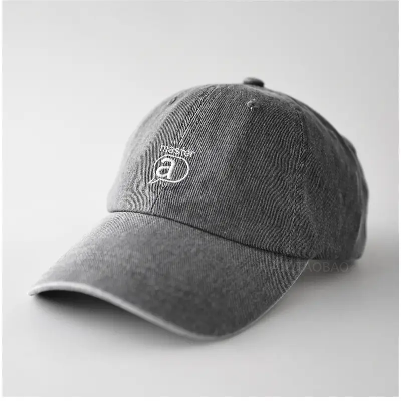 Gray Embroidered Baseball Cap for Men Women Sunshade Casual