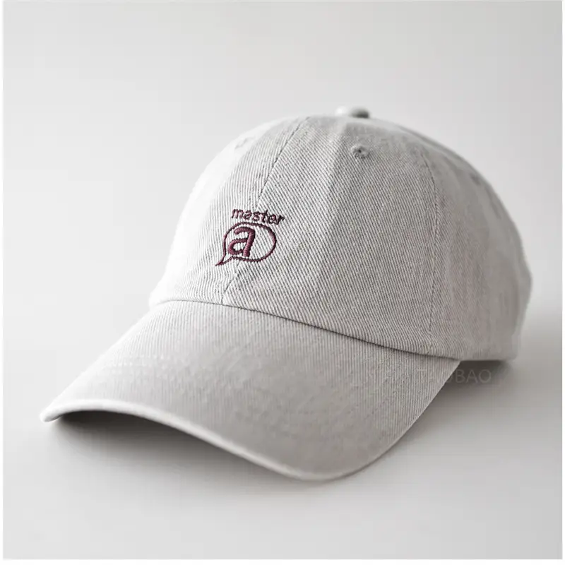 Gray Embroidered Baseball Cap for Men Women Sunshade Casual