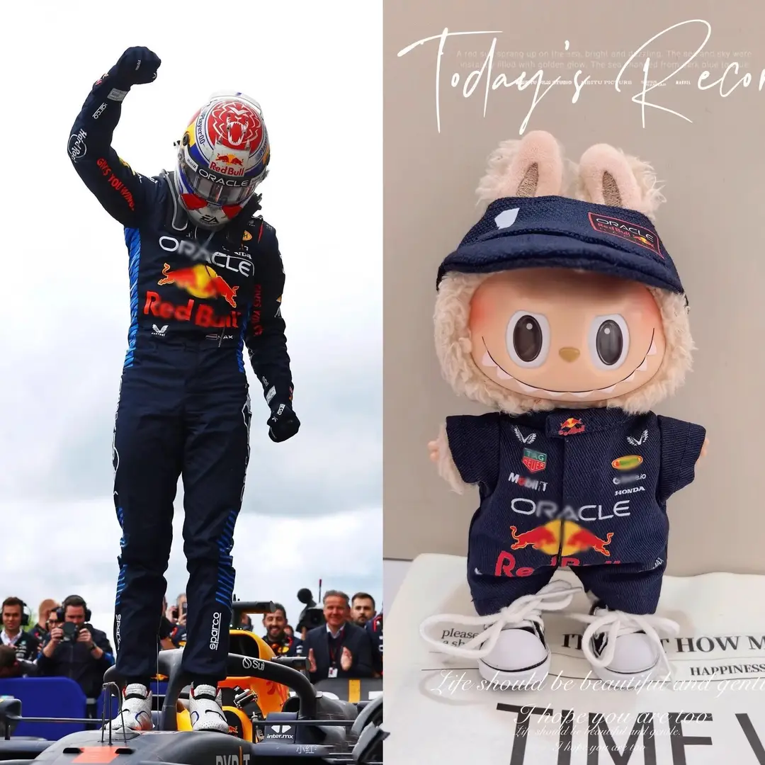 Mercedes-Benz F1 Red Bull Racing Suit 15/17cm Labubu Doll Clothes Hat First, Second and Third Generation Labubu Clothes Wholesale