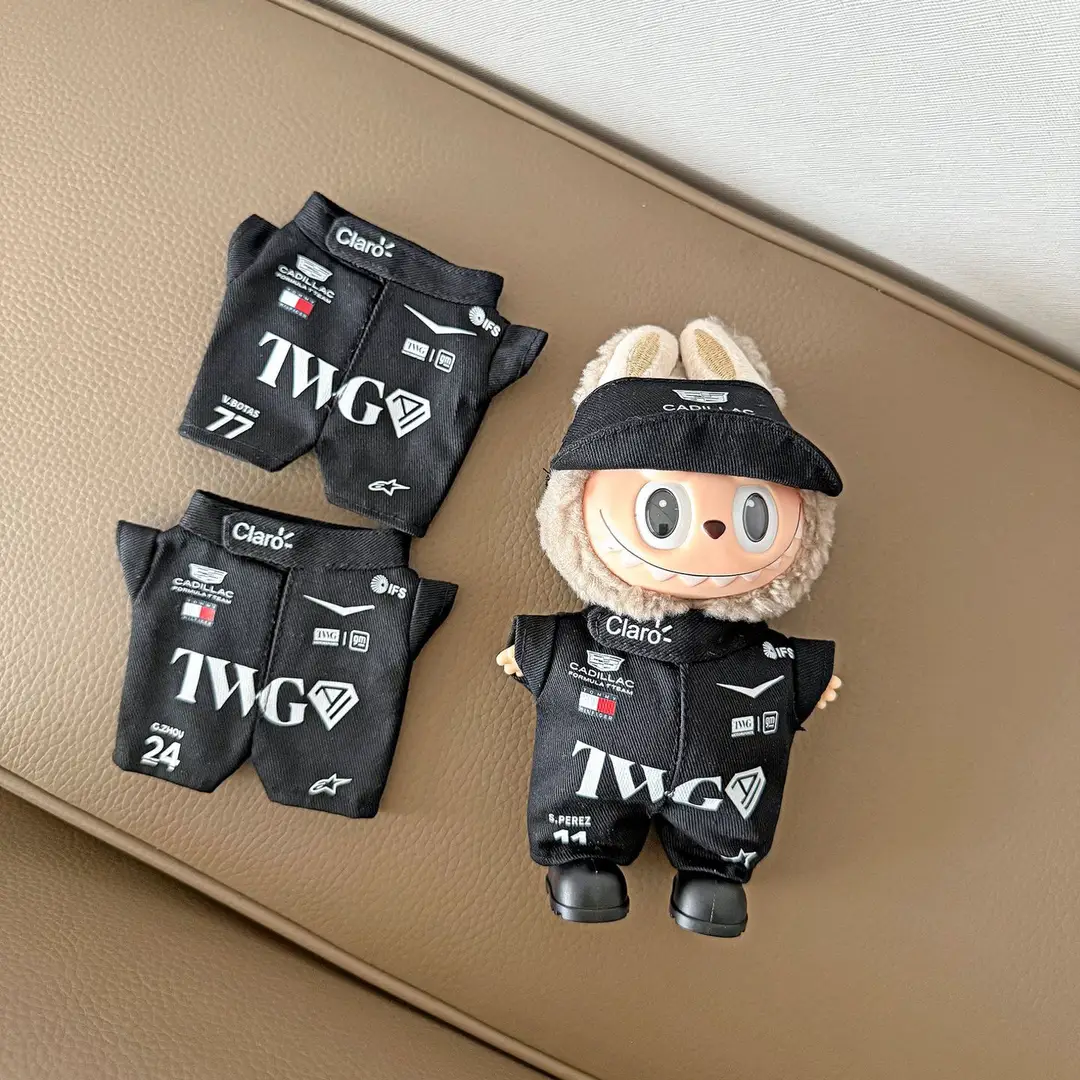 Mercedes-Benz F1 Red Bull Racing Suit 15/17cm Labubu Doll Clothes Hat First, Second and Third Generation Labubu Clothes Wholesale