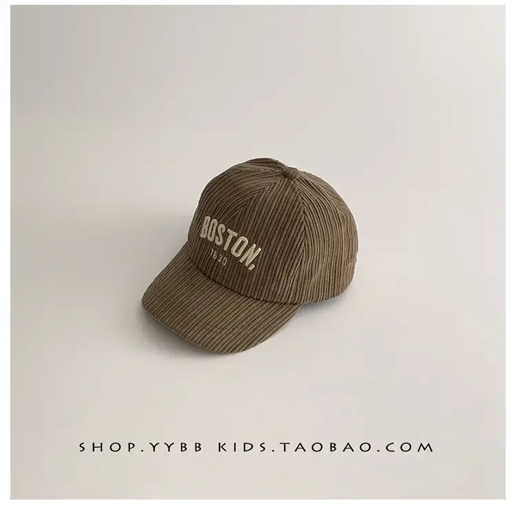 Kids Letter Baseball Cap Brown Winter Warm — feature 10