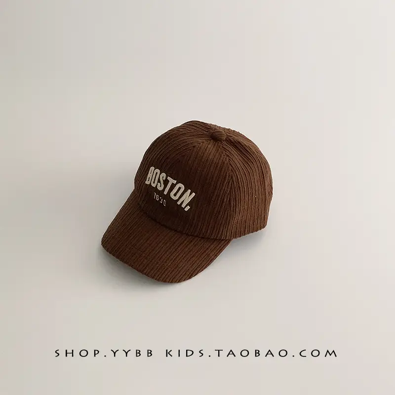 Kids Letter Baseball Cap Brown Winter Warm - Image 4