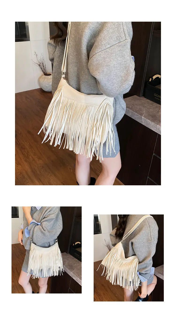 Women Crossbody Tassel Bag Brown Leather Large Capacity — feature 15
