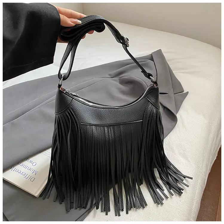 Women Crossbody Tassel Bag Brown Leather Large Capacity — feature 18