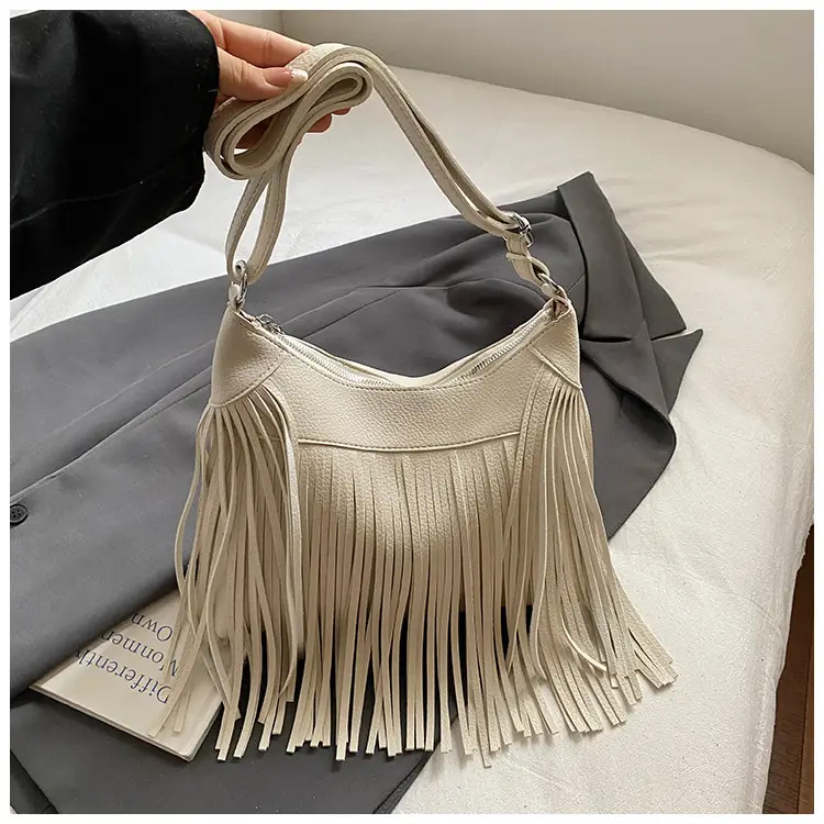 Women Crossbody Tassel Bag Brown Leather Large Capacity — feature 20