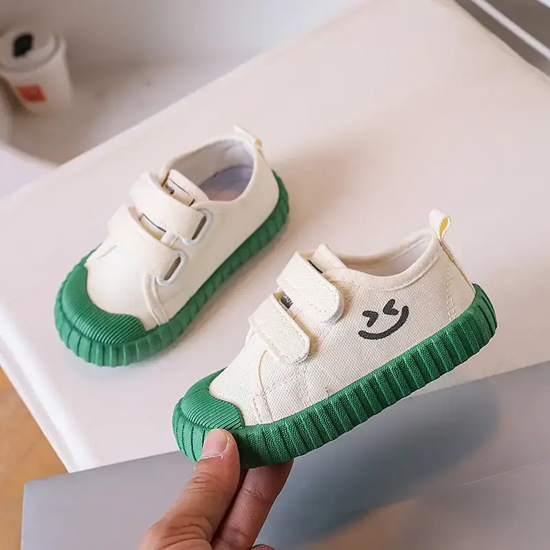 Children's Canvas Velcro Shoes Red Soles Kindergarten Flat