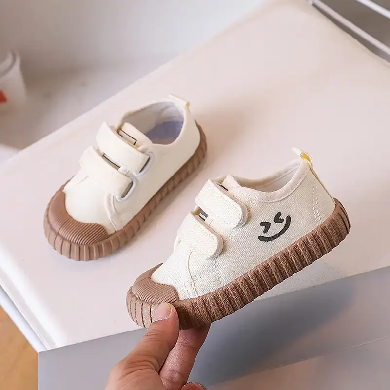 Children's Canvas Velcro Shoes Red Soles Kindergarten Flat