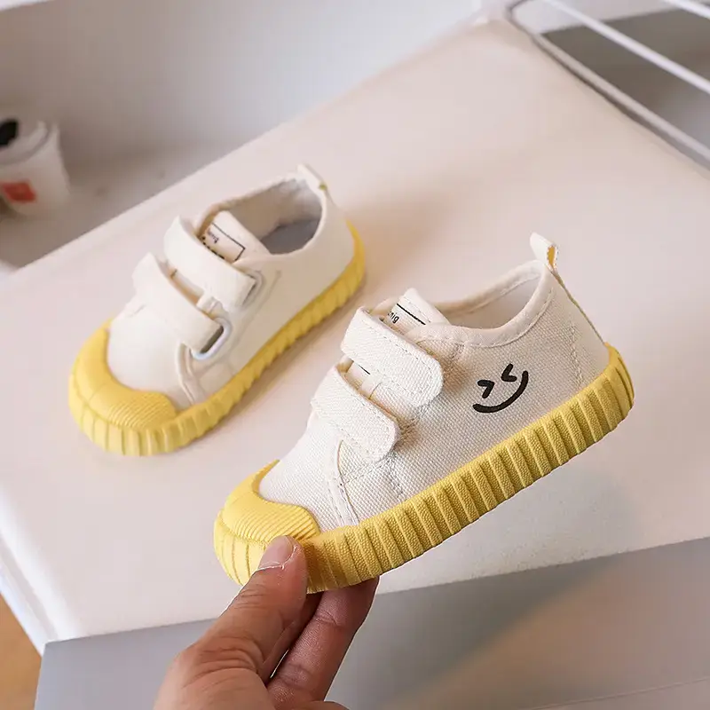 Children's Canvas Velcro Shoes Red Soles Kindergarten Flat