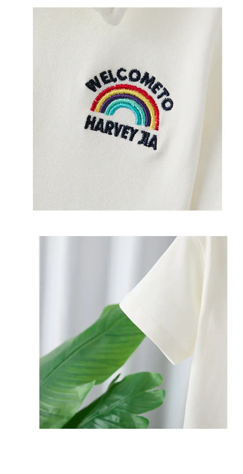 Children's White Cotton Polo Shirt Summer Lapel Baby Embroidered Top β feature 12