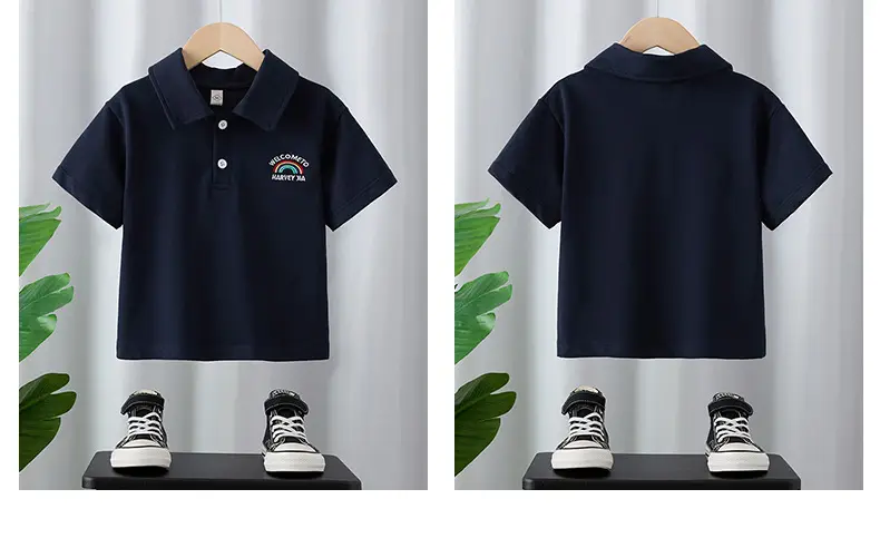 Children's White Cotton Polo Shirt Summer Lapel Baby Embroidered Top β feature 3