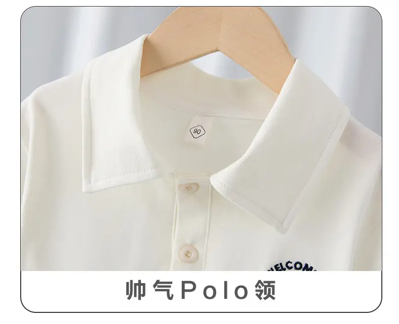 Children's White Cotton Polo Shirt Summer Lapel Baby Embroidered Top β feature 6
