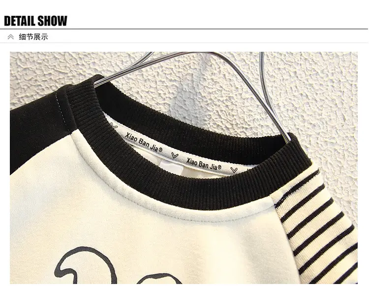 Boys Striped Raglan Sweatshirt White Black Kids Top — feature 12