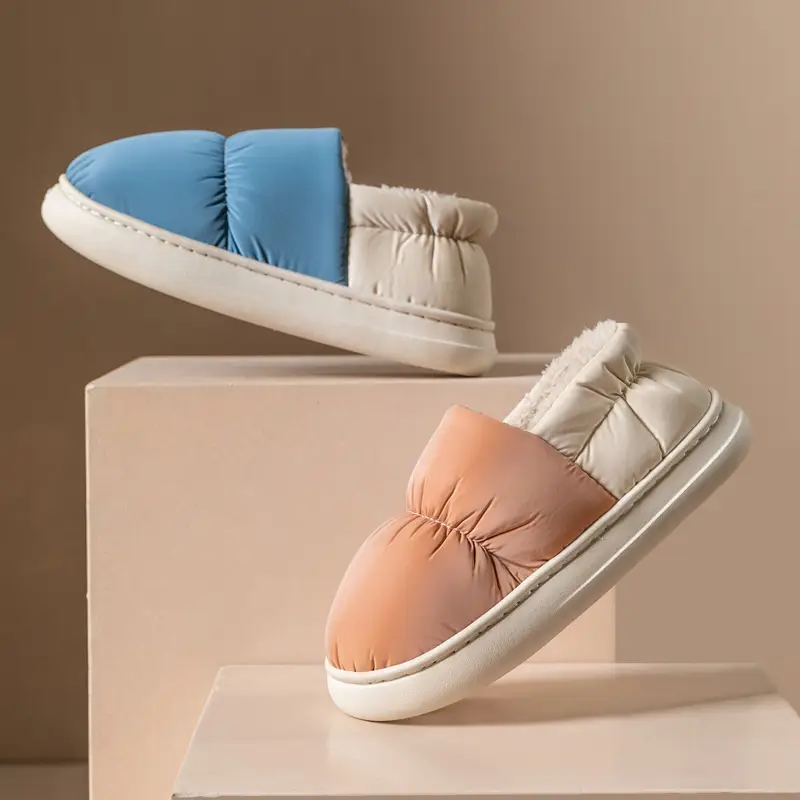 Down Cotton Slippers for Women in Autumn and Winter, with Covered Heel, Non-Slip, Thick-Soled, Indoor Home Use, Thickened and Warm Cotton Shoes for Men and Women - Image 6