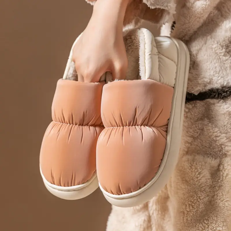 Down Cotton Slippers for Women in Autumn and Winter, with Covered Heel, Non-Slip, Thick-Soled, Indoor Home Use, Thickened and Warm Cotton Shoes for Men and Women - Image 8