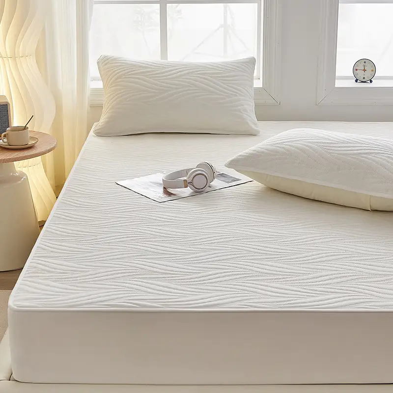 Foreign Trade Class a Washed Cotton Quilted Waterproof Fitted Sheet, Urine Barrier Bed Cover, Mattress Protector, Breathable, Fully Enclosed, Machine Washable Fitted Sheet