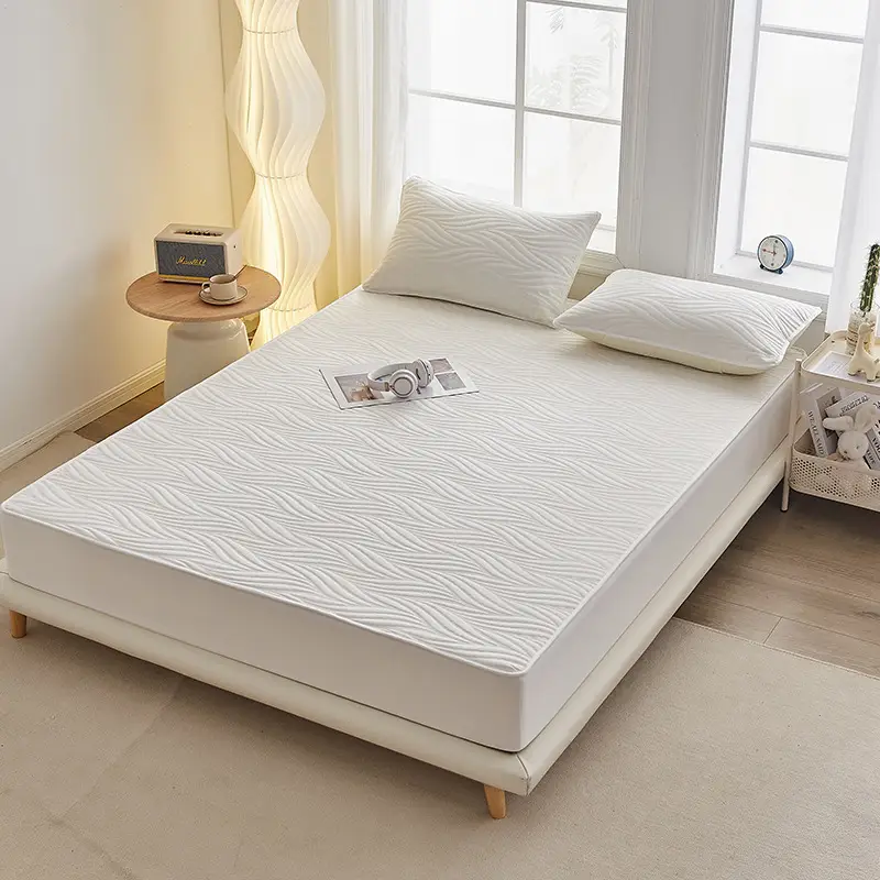 Foreign Trade Class a Washed Cotton Quilted Waterproof Fitted Sheet, Urine Barrier Bed Cover, Mattress Protector, Breathable, Fully Enclosed, Machine Washable Fitted Sheet