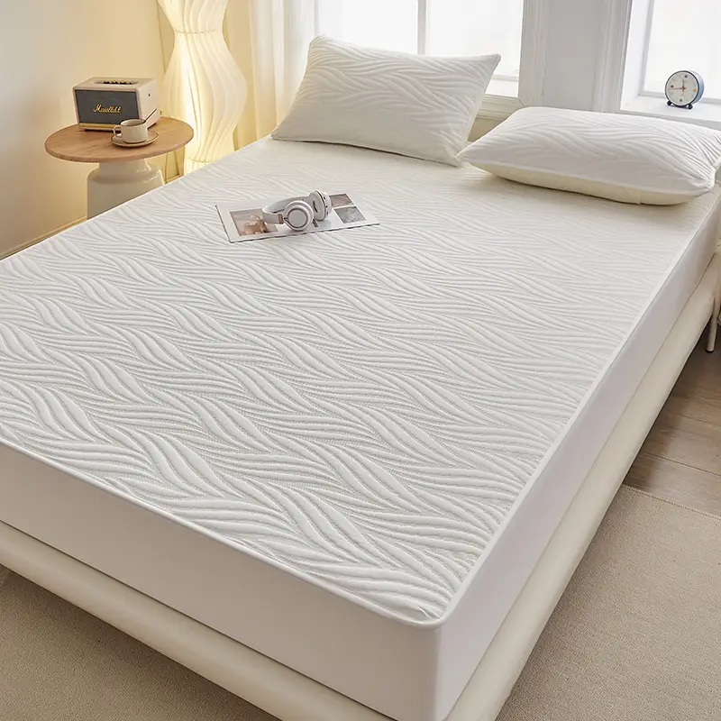 Foreign Trade Class a Washed Cotton Quilted Waterproof Fitted Sheet, Urine Barrier Bed Cover, Mattress Protector, Breathable, Fully Enclosed, Machine Washable Fitted Sheet