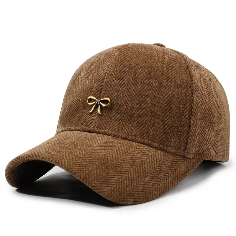 Women's Brown Herringbone Baseball Cap Spring Autumn — feature 11