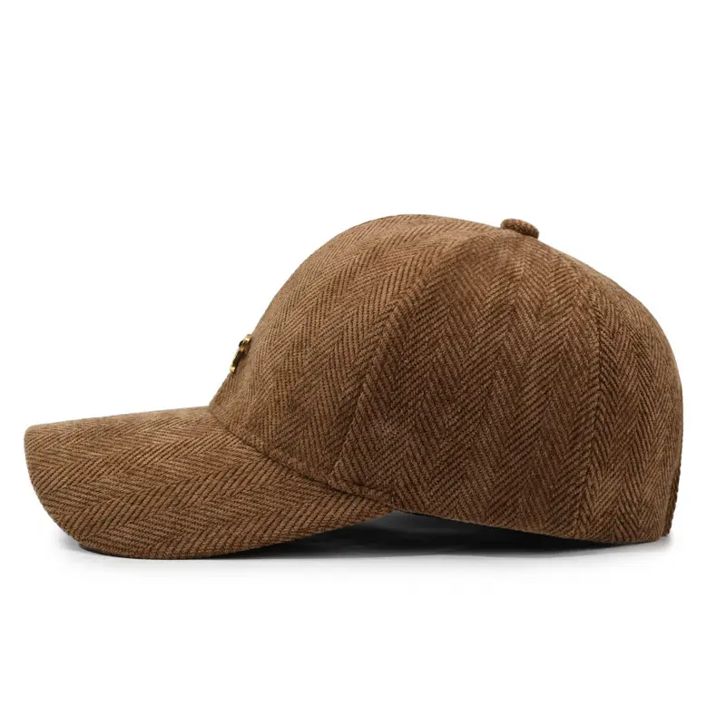 Women's Brown Herringbone Baseball Cap Spring Autumn — feature 2