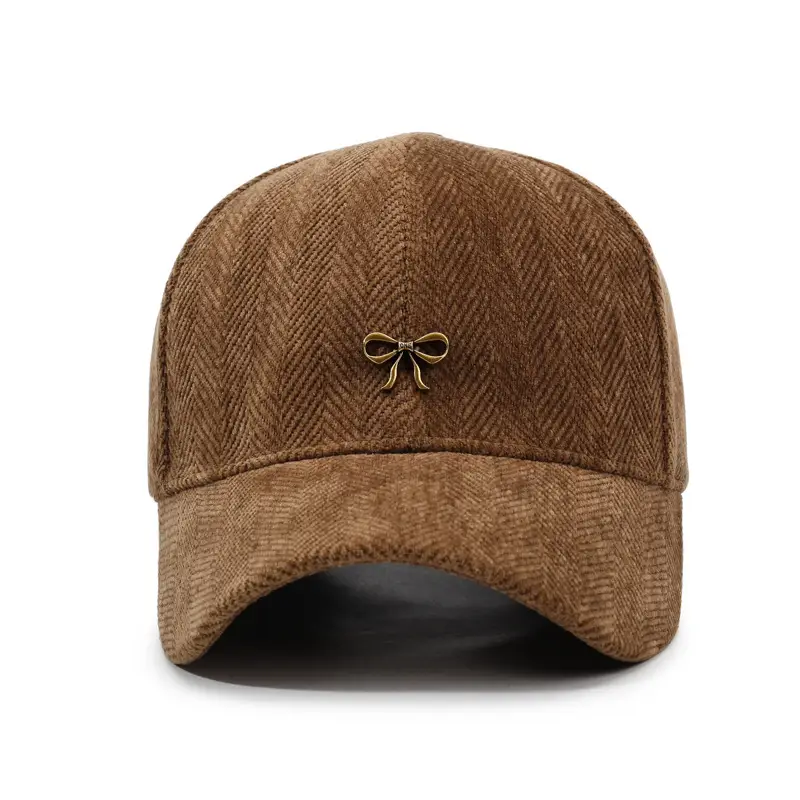 Women's Brown Herringbone Baseball Cap Spring Autumn — feature 3