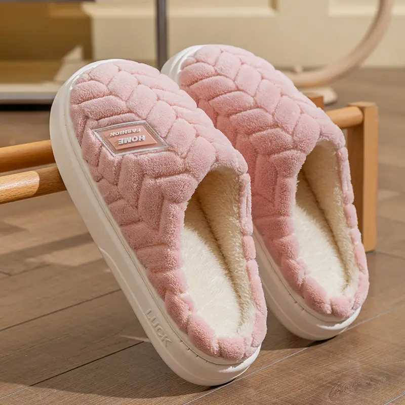 Warm Plush Cotton Slippers for Women Winter