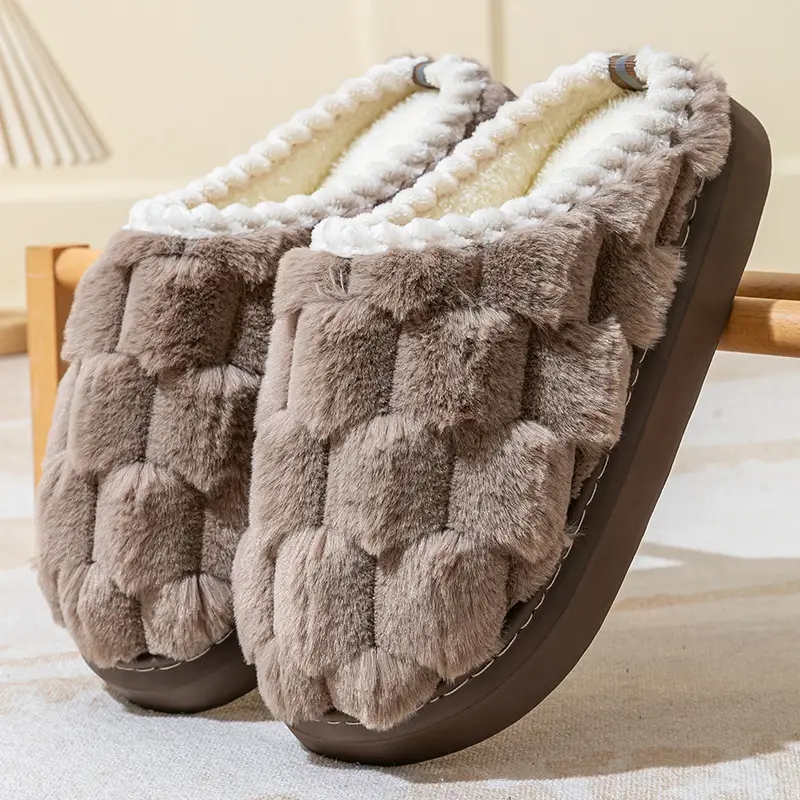 Warm Plush Cotton Slippers for Women Winter