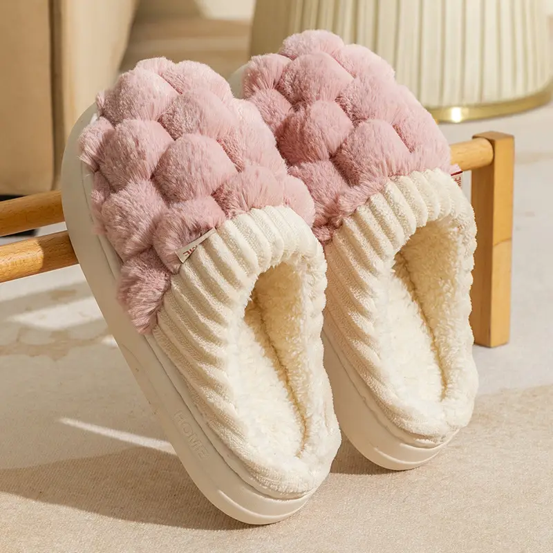 Warm Plush Cotton Slippers for Women Winter