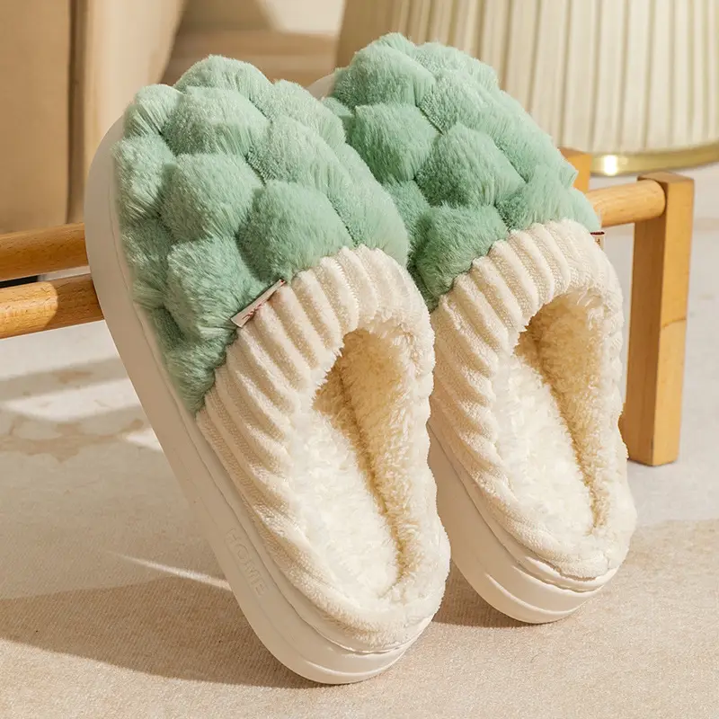 Warm Plush Cotton Slippers for Women Winter