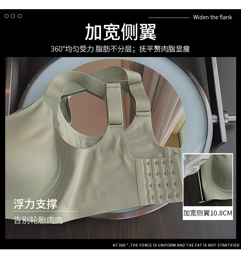 Cross-Border Seamless Underwear for Women with Big Breasts, No Rims, Push-Up Anti-Sagging Thin Sports Foreign Trade Large Size Bra — feature 38