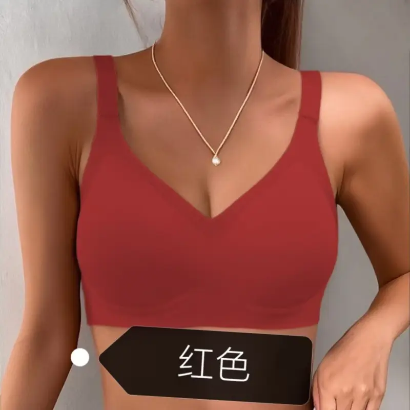 Cross-Border Seamless Underwear for Women with Big Breasts, No Rims, Push-Up Anti-Sagging Thin Sports Foreign Trade Large Size Bra