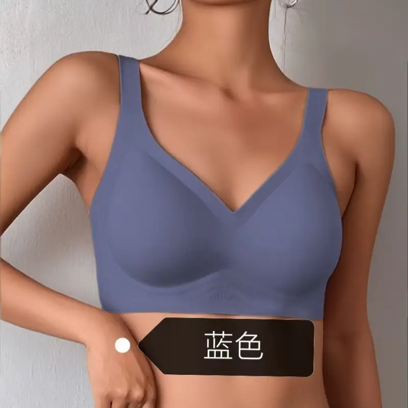 Cross-Border Seamless Underwear for Women with Big Breasts, No Rims, Push-Up Anti-Sagging Thin Sports Foreign Trade Large Size Bra
