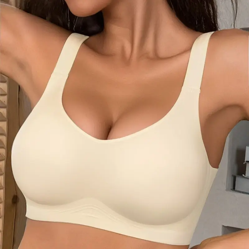 Cross-Border Seamless Underwear for Women with Big Breasts, No Rims, Push-Up Anti-Sagging Thin Sports Foreign Trade Large Size Bra