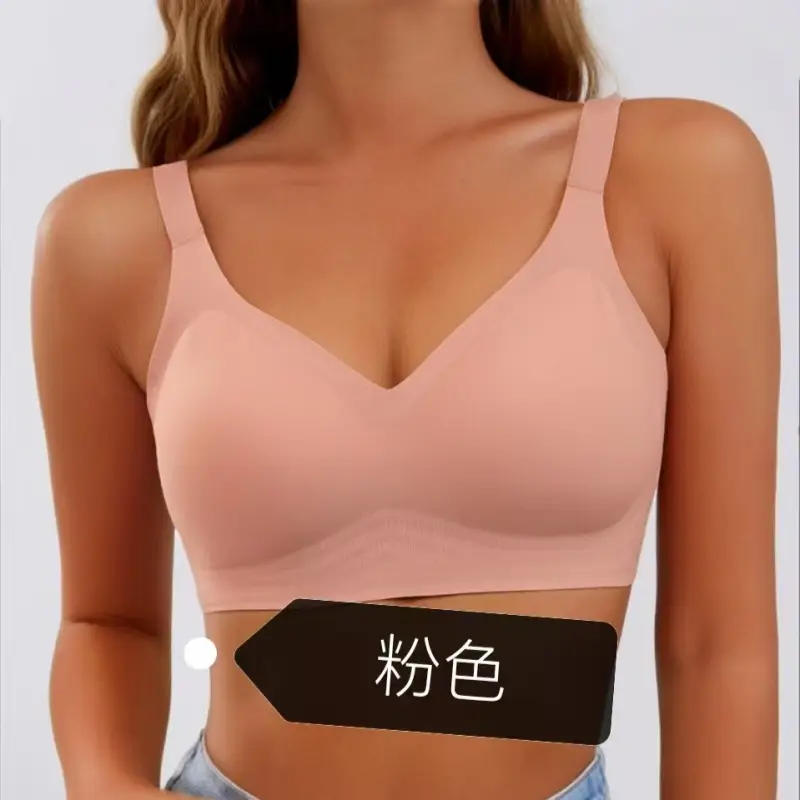 Cross-Border Seamless Underwear for Women with Big Breasts, No Rims, Push-Up Anti-Sagging Thin Sports Foreign Trade Large Size Bra
