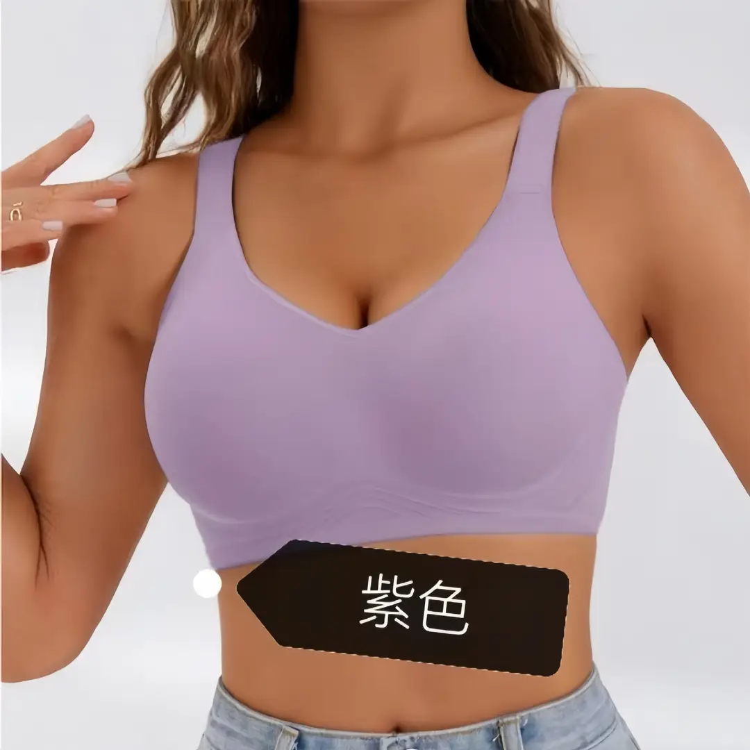 Cross-Border Seamless Underwear for Women with Big Breasts, No Rims, Push-Up Anti-Sagging Thin Sports Foreign Trade Large Size Bra
