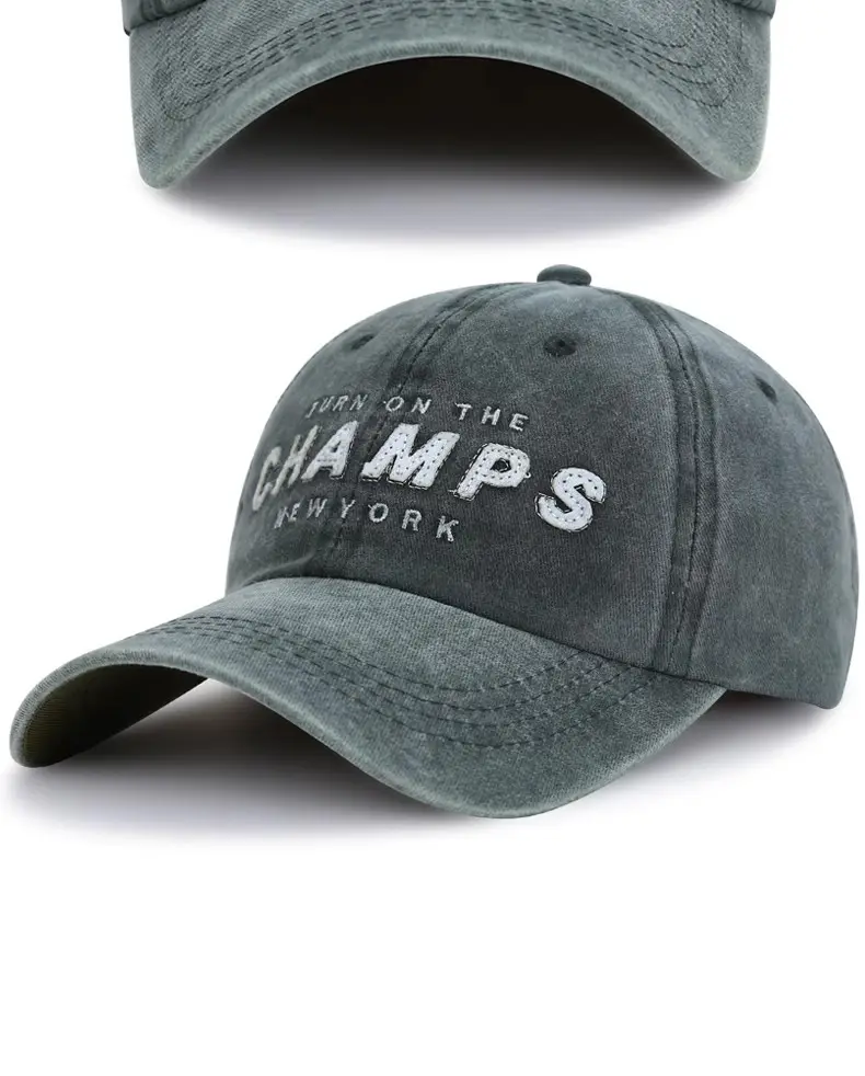 Washed Cotton Baseball Cap with "Champs New York" Embroidery — feature 11